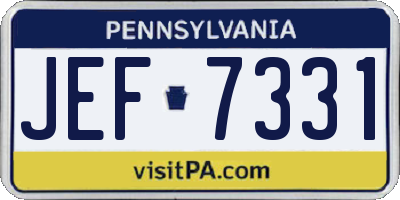 PA license plate JEF7331