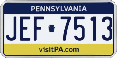 PA license plate JEF7513