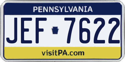 PA license plate JEF7622
