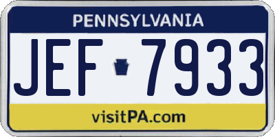 PA license plate JEF7933