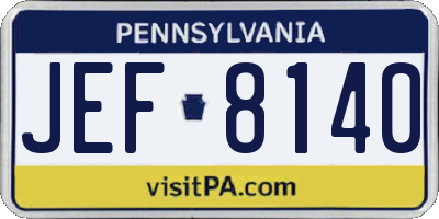 PA license plate JEF8140