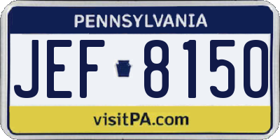PA license plate JEF8150