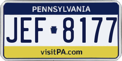 PA license plate JEF8177