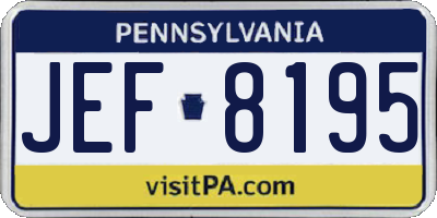 PA license plate JEF8195