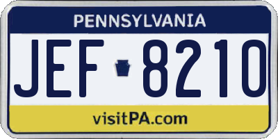PA license plate JEF8210