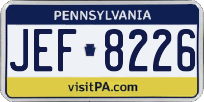 PA license plate JEF8226