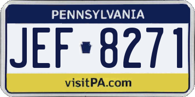 PA license plate JEF8271