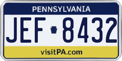PA license plate JEF8432