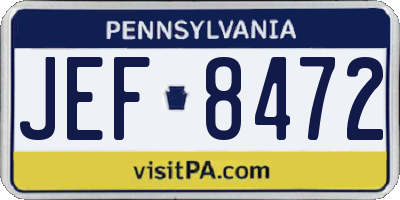 PA license plate JEF8472