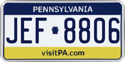 PA license plate JEF8806