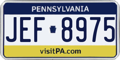 PA license plate JEF8975