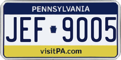 PA license plate JEF9005