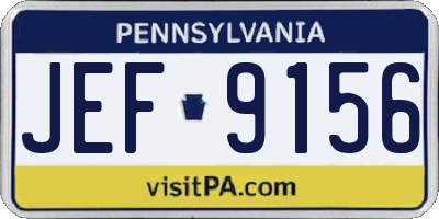 PA license plate JEF9156