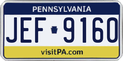 PA license plate JEF9160