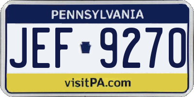 PA license plate JEF9270