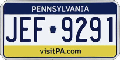 PA license plate JEF9291