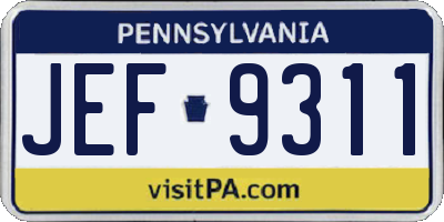 PA license plate JEF9311