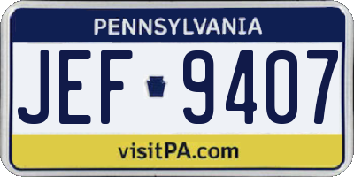 PA license plate JEF9407