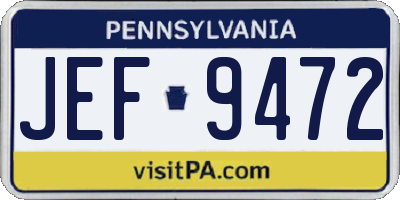 PA license plate JEF9472