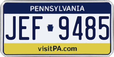 PA license plate JEF9485