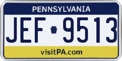 PA license plate JEF9513
