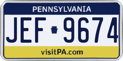 PA license plate JEF9674