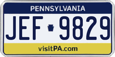 PA license plate JEF9829