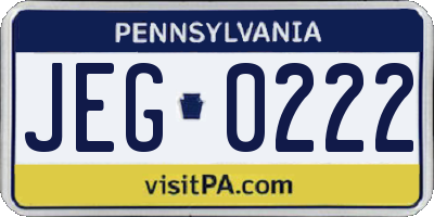 PA license plate JEG0222