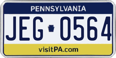 PA license plate JEG0564