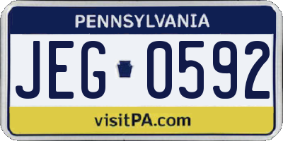 PA license plate JEG0592