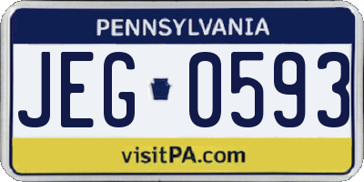 PA license plate JEG0593