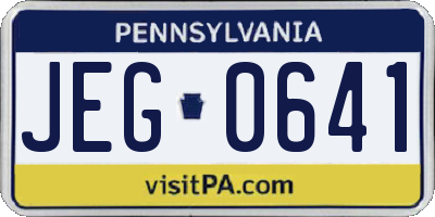 PA license plate JEG0641