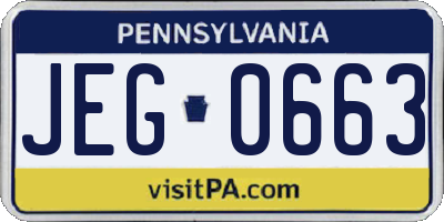 PA license plate JEG0663