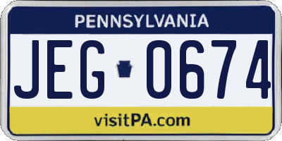 PA license plate JEG0674