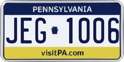 PA license plate JEG1006