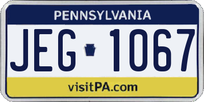 PA license plate JEG1067