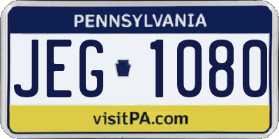PA license plate JEG1080