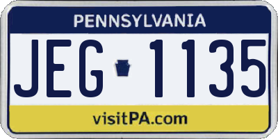 PA license plate JEG1135