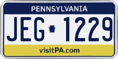 PA license plate JEG1229