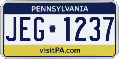 PA license plate JEG1237