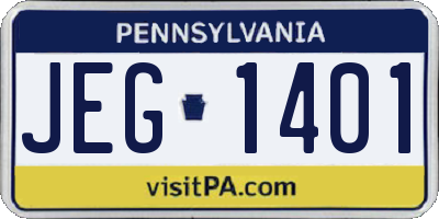 PA license plate JEG1401