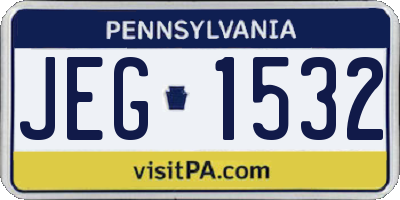 PA license plate JEG1532