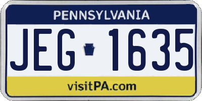 PA license plate JEG1635