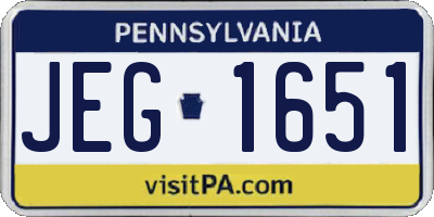 PA license plate JEG1651