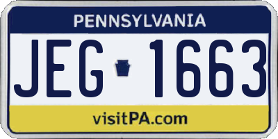 PA license plate JEG1663