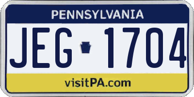 PA license plate JEG1704
