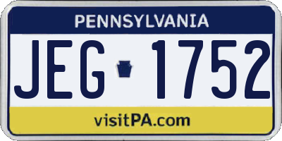 PA license plate JEG1752