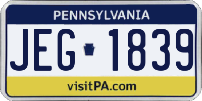 PA license plate JEG1839