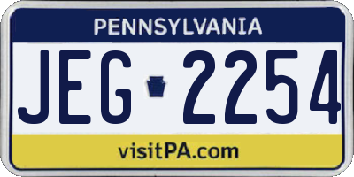 PA license plate JEG2254