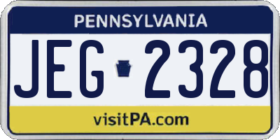 PA license plate JEG2328